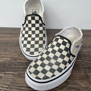 Vans checkerboard beige black Women’s 5.5